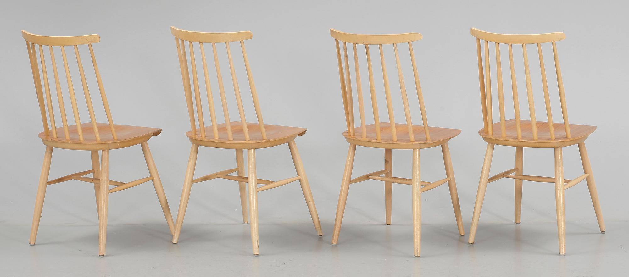 STOLAR, 4 st, troligen "Tallåsenstolen", Jan Hallberg, 1960-tal.