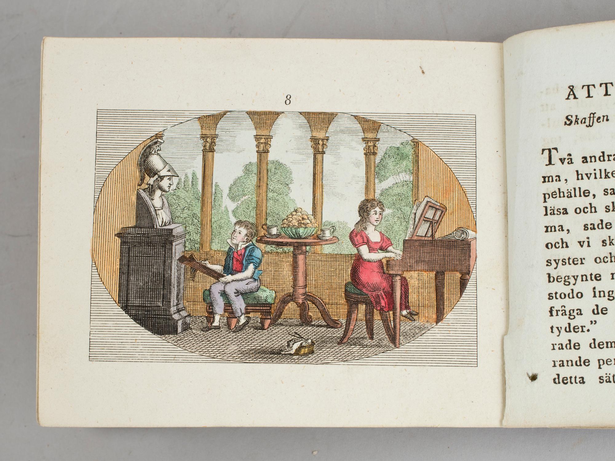G.A.SILVERSTOLPE, Barnspegeln, med 16 handkolorerade kopparstick, Stockholm 1823.
