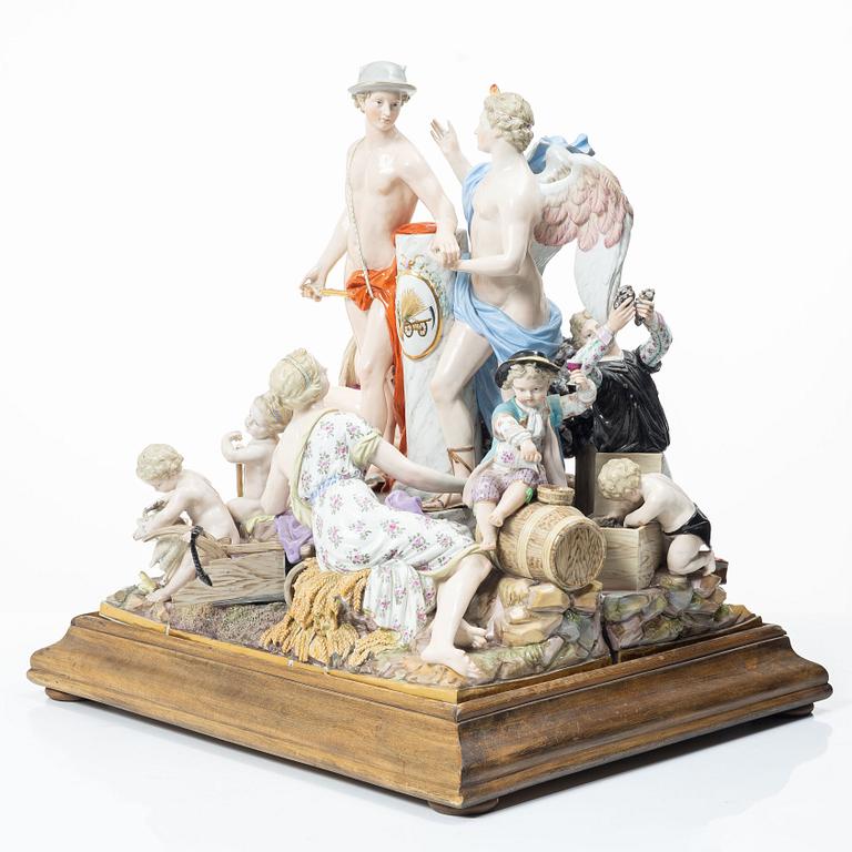 Meissen, Figurgrupp, porslin, "Allegorie der Handel", 1800-tal.