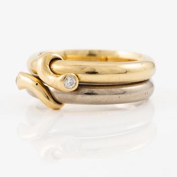 Ring, Georg Jensen, 18K gold and white gold with brilliant-cut diamonds.