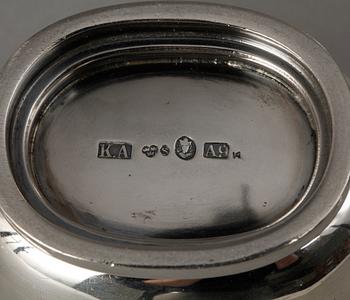SOCKERSKRIN SAMT GRÄDDKANNA, silver, K. Anderson, Stockholm. Totalvikt ca 500 g.
