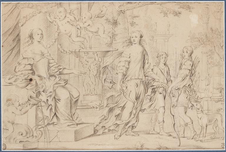 JAN MYTENS, hans krets. Osignerad. Bildyta 24 x 35,5 cm.