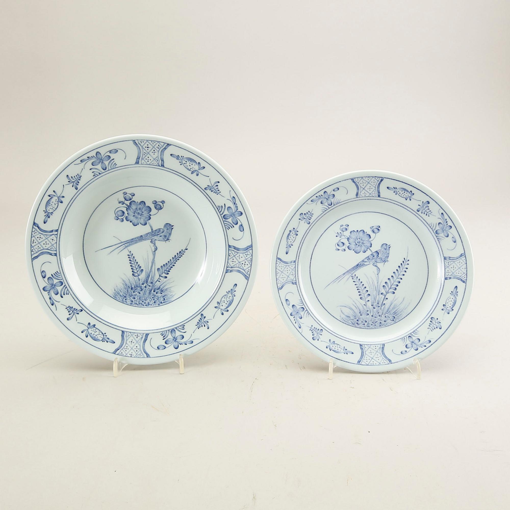 Servis "Fågel Blå" 57 dlr Rörstrand 1900-talets andra hälft flintgods.
