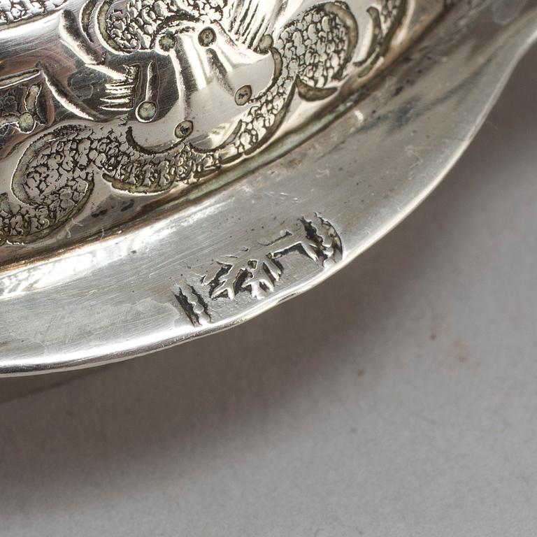 An 18th century silver beaker and cover, fantacy marks like Swedish pewter marks.