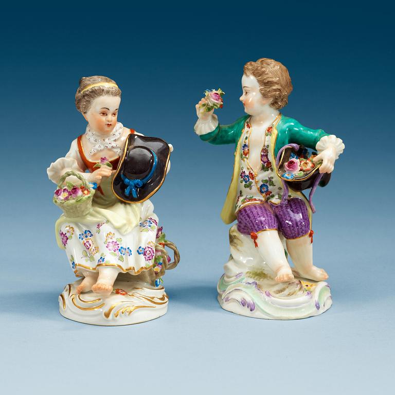 FIGURINER, två stycken, porslin. Meissen, 1900-tal.