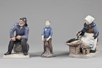 FIGURINER, 3 st, porslin, Bing & Gröndahl, 1900-talets mitt.