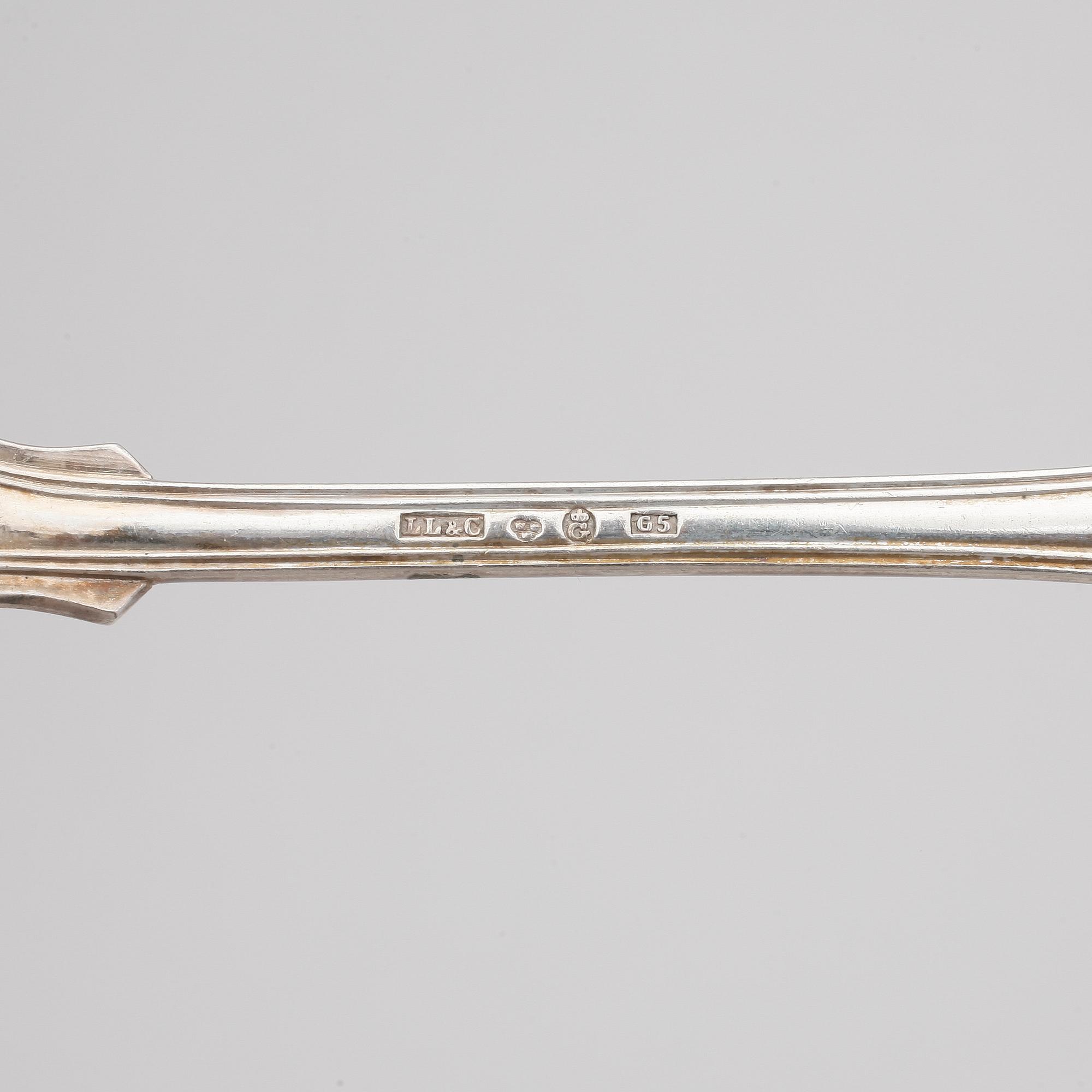SKEDAR, 12+6 delar, silver, Larson & Co, Göteborg, 1860-tal. Totalvikt ca1200g.