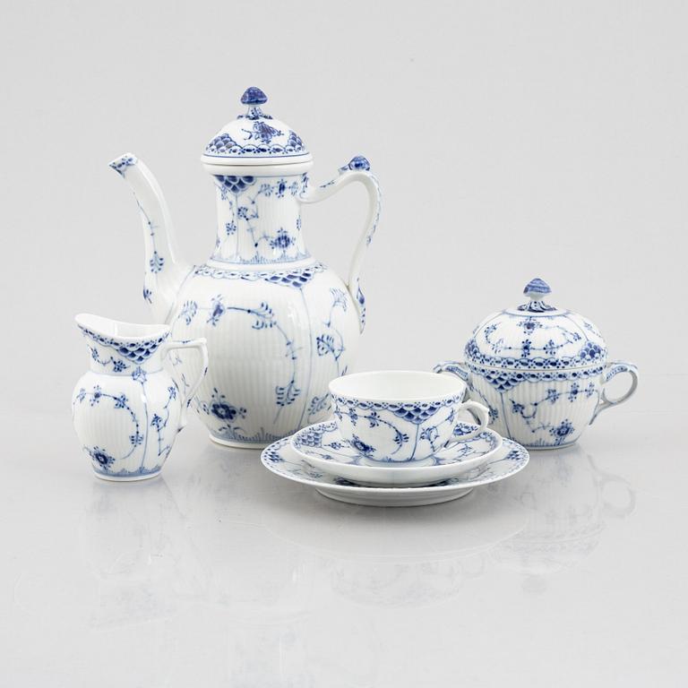 A 27-piece half-lace "Musselmalet" coffee service, Royal Copenhagen, Denmark.