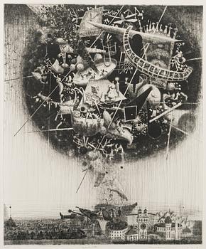 SIMO HANNULA, etsning, signerad, numrerad 16/40 Tpl'a samt daterad 1966.