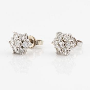 Earrings, a pair, white gold with brilliant-cut diamonds.