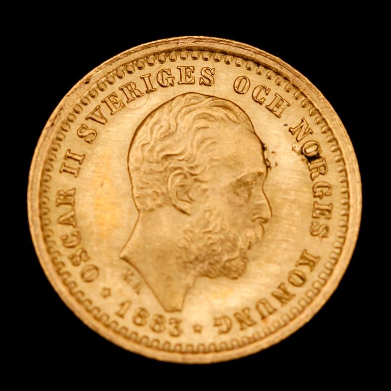 GULDMYNT, 5 kronor, 1883. Vikt 2 g.