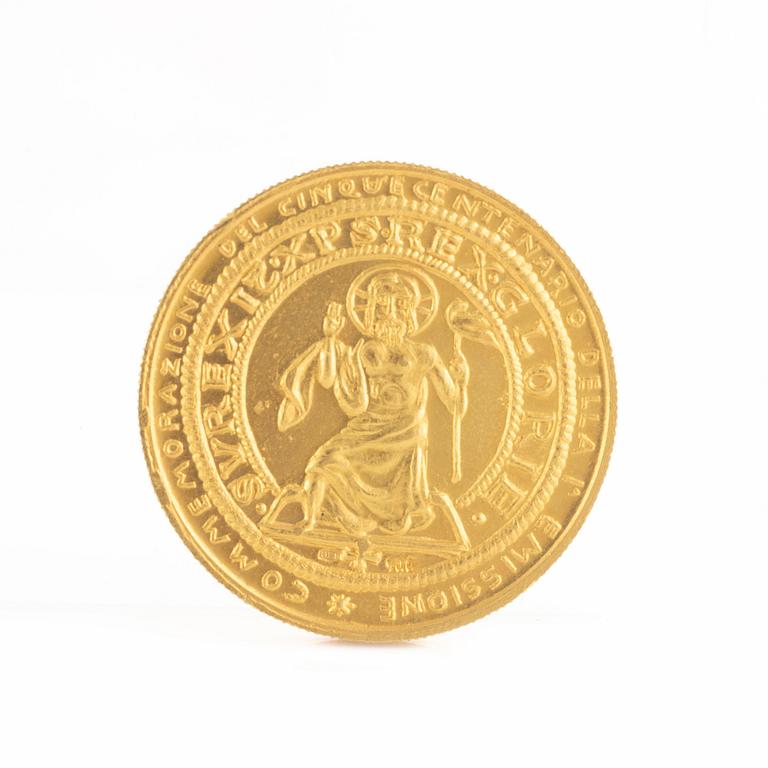 Gold coin, Italy, ducat, 500th anniversary coin for Borso d'Este 1956.