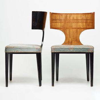 Swedish Grace, a pair of klismos chairs for Carl Johansons Möbleringsaffär, 1930's.