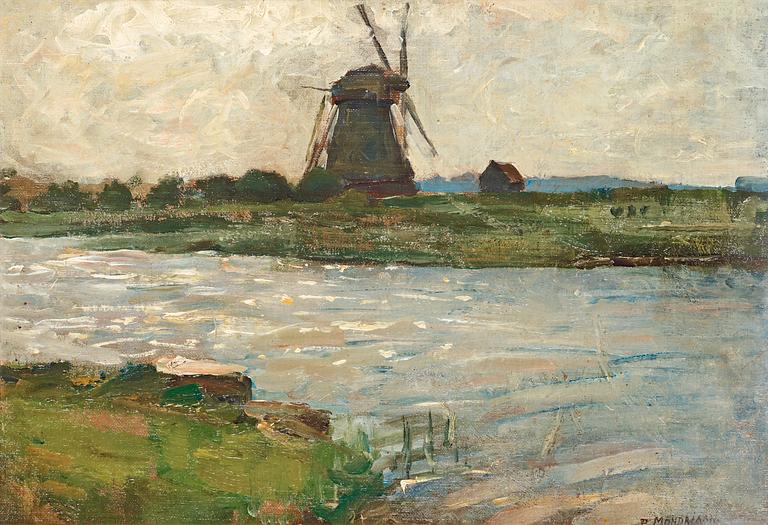 Piet Mondrian, Oostzijdse Mill viewed from dock at Landzicht Farm.