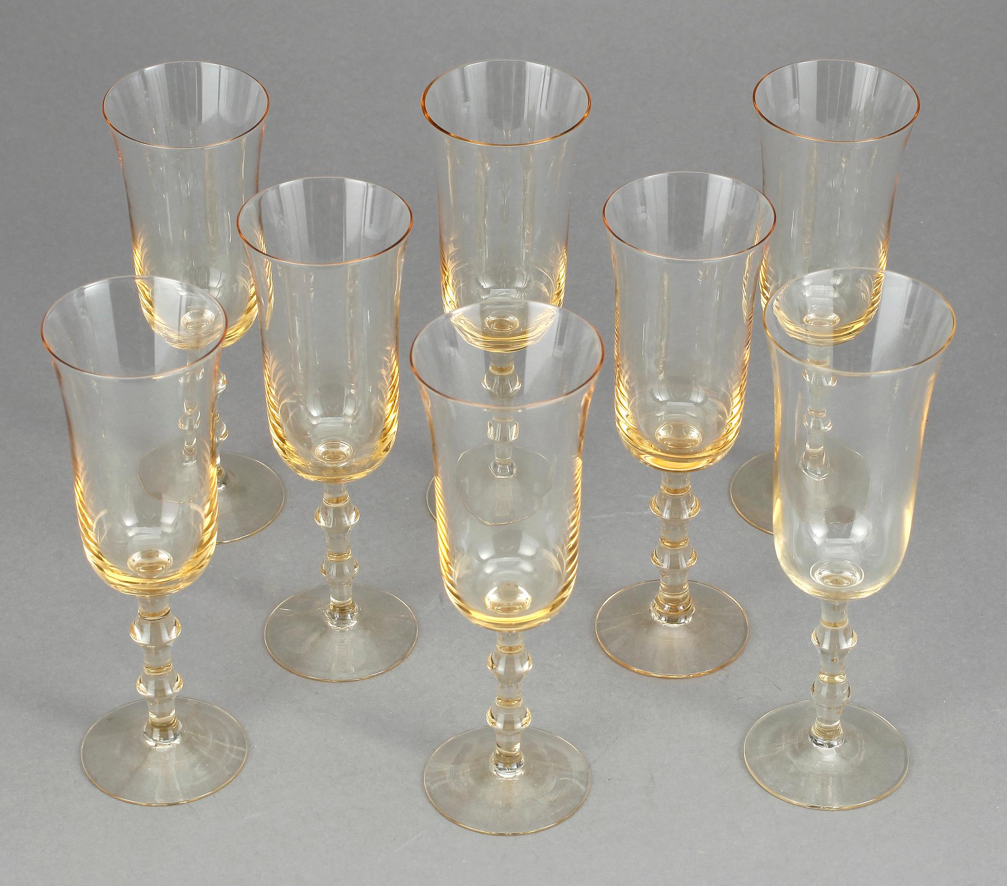 CHAMPAGNESTRUTAR, 8 st, "Salut", Simon Gate, Orrefors, 1900-talets andra hälft.