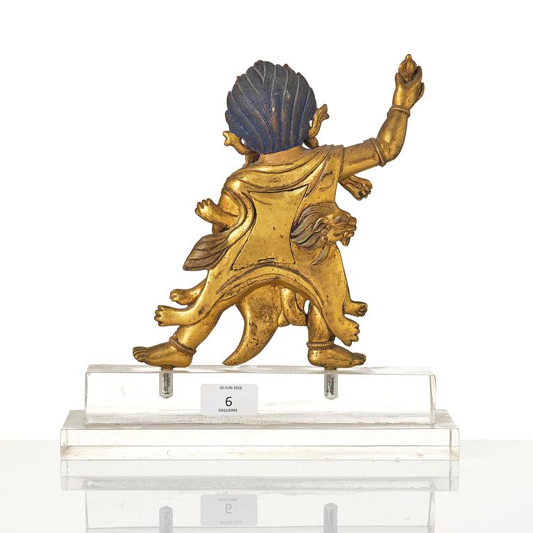 A Sinotibetan gilt bronze figure of Vajrapani, 20th century.