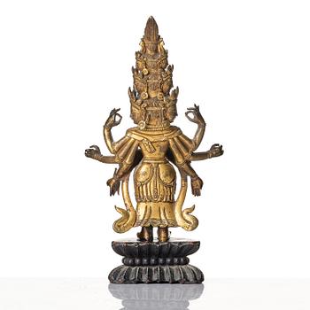 A gilt bronze figure of Avalokiteshvara, 18th century.