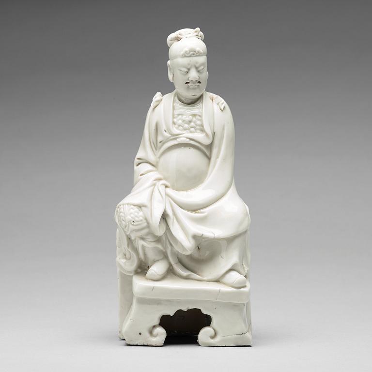 A blanc de chine figure of a Deity, Qing dynasty, 18th Century.