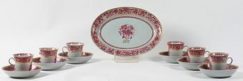 SERVISDELAR, 7 st, porslin, Kina, Jiaqing. 1700/1800-tal.