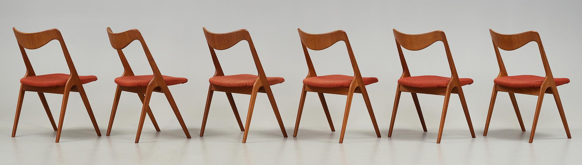 A set of six chairs by Albin Johansson & sons, Hyssna, 1950s/60s.