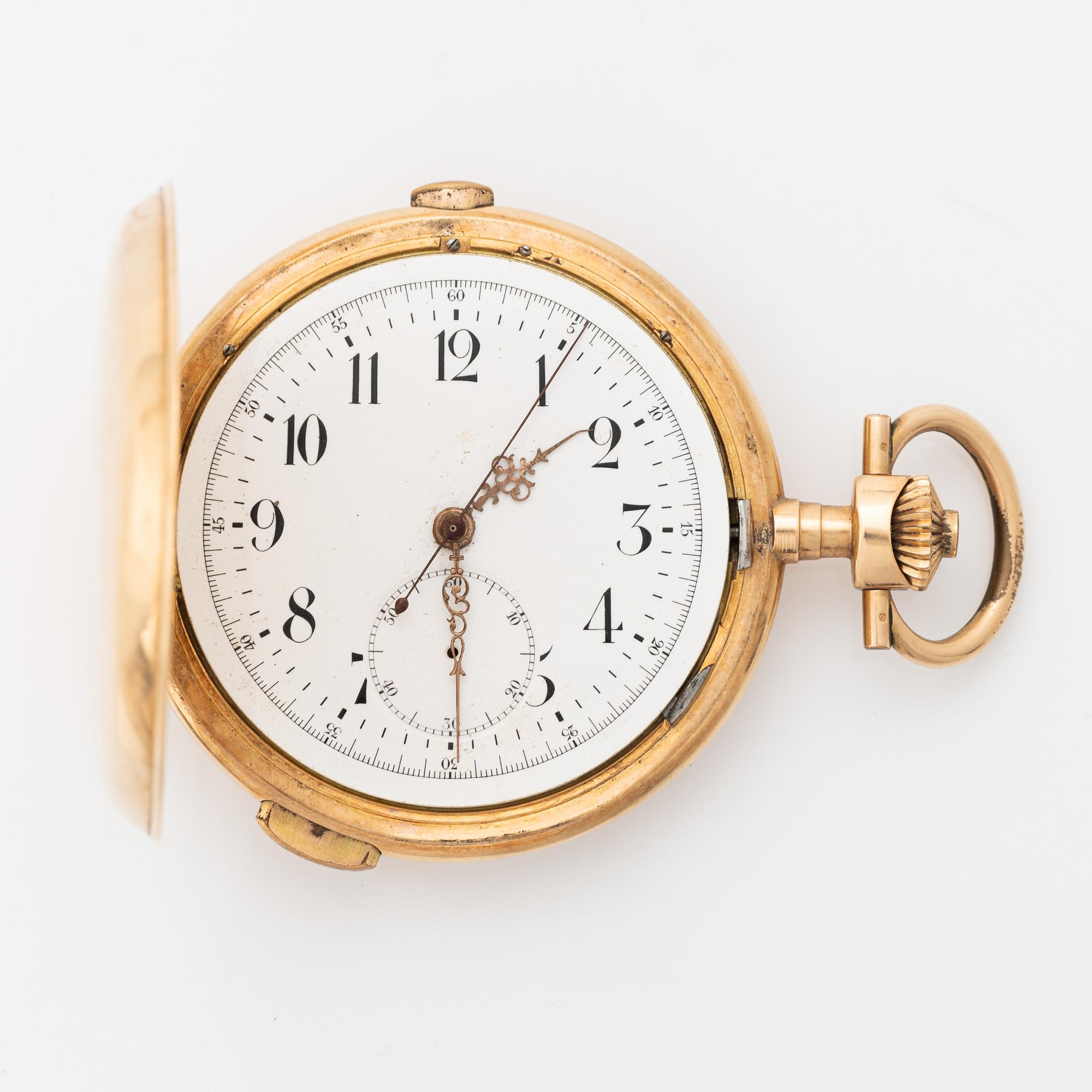 Pocket watch, hunter, repeater, chronograph, 52 mm.