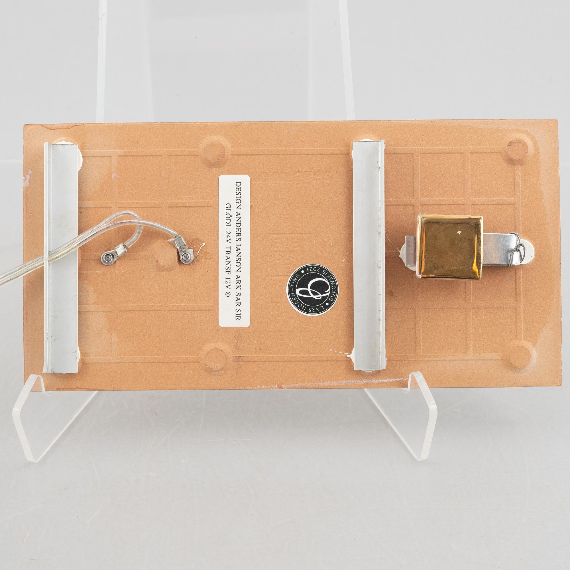 Anders Jansson, vägglampa, Draken Arkitektur, 1900-tal, proveniens Lars Norén.