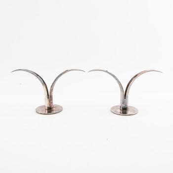 Ivar Ålenius-Björk, ljusstakar ett par nysilver "Liljan" Ystad Metall 1900-talets mitt.