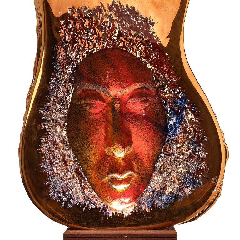 Kjell Engman, a unique cast glass sculpture of a guitar, Kosta Boda, Sweden.