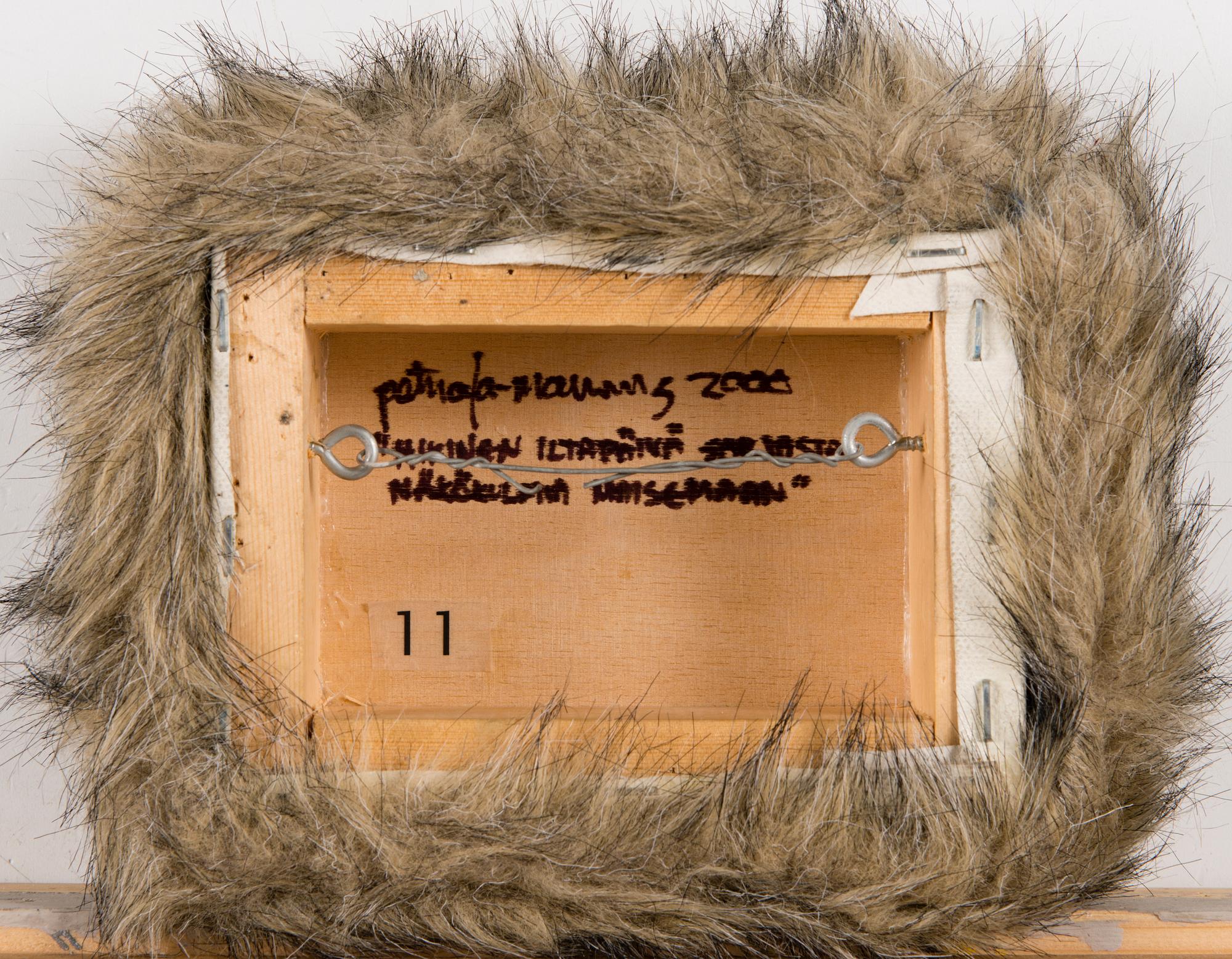 PETRI ALA-MAUNUS, oil on canvas, laid on board, synthetic fur, a tergo signed and dated 2000.