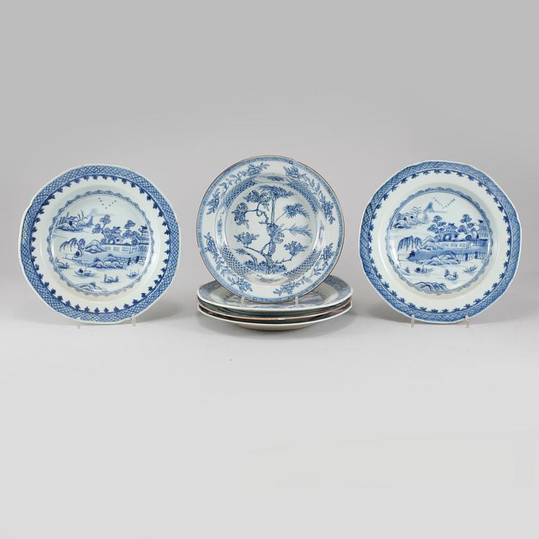 TALLRIKAR, 6 st, porslin, Kina, 1700-tal.
