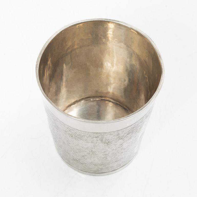 Cup, silver, so-called snake skin cup, unidentifiable marks, early 18th century.