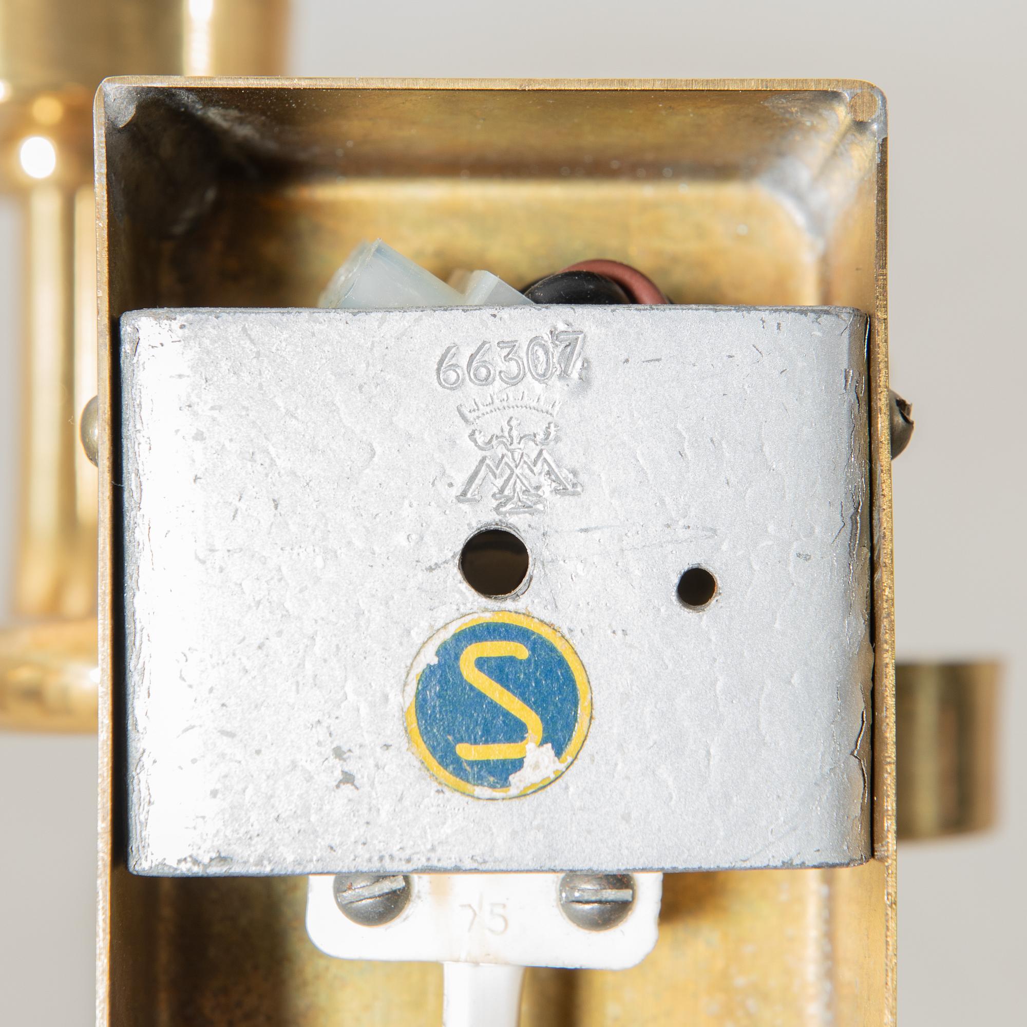 Wall sconces a pair Malmö Metal Goods Factory 1970s.