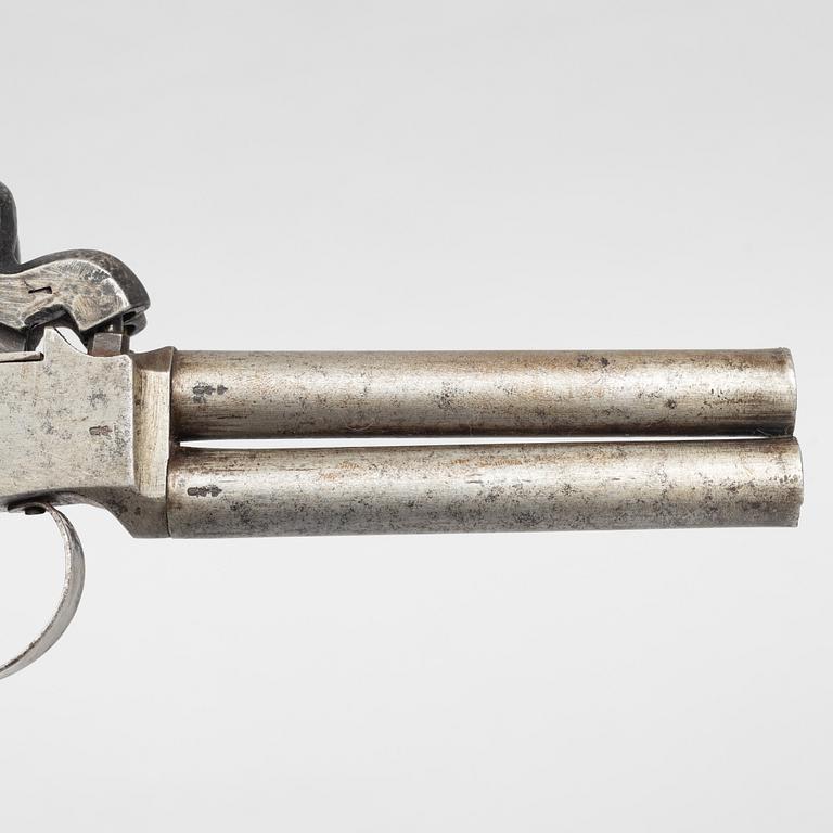 Percussion pistols 2 pcs, double-barrelled. Second half of the 19th century.