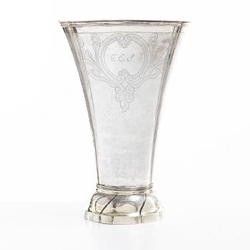 A Swedish early 19th century parcel-gilt silver beaker, mark of Olof Hellbom, Stockholm 1810.