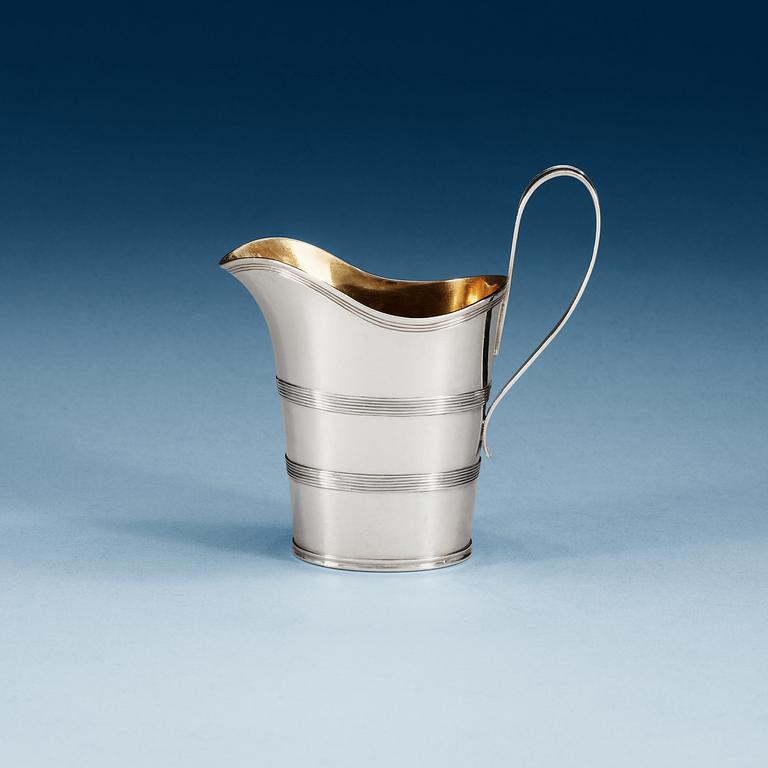 A Swedish 18th century parcel-gilt cream jug, makers mark of Pehr Zethelius, Stockholm 1799.