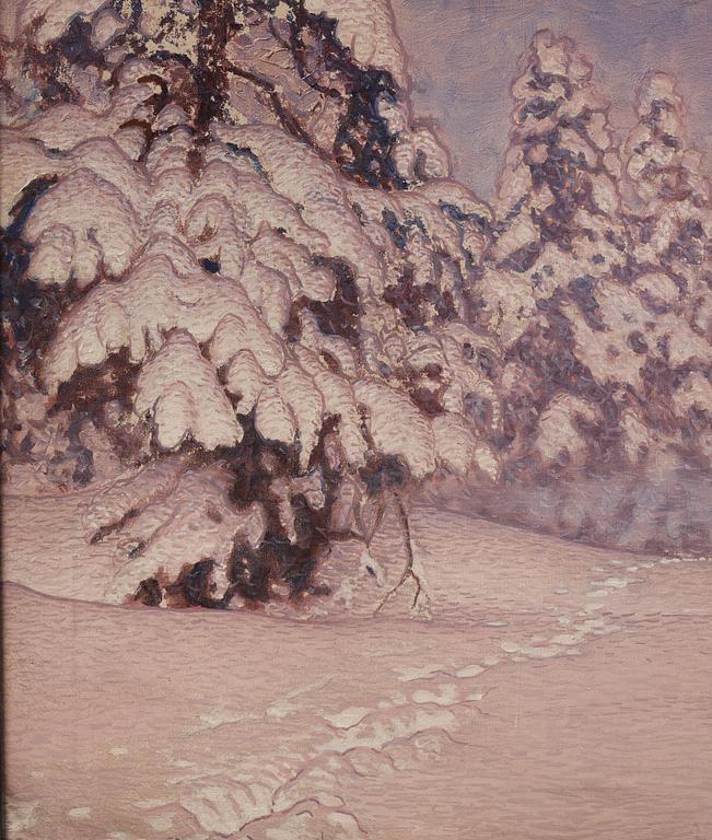 Gustaf Fjaestad, Tracks in the deep snow.