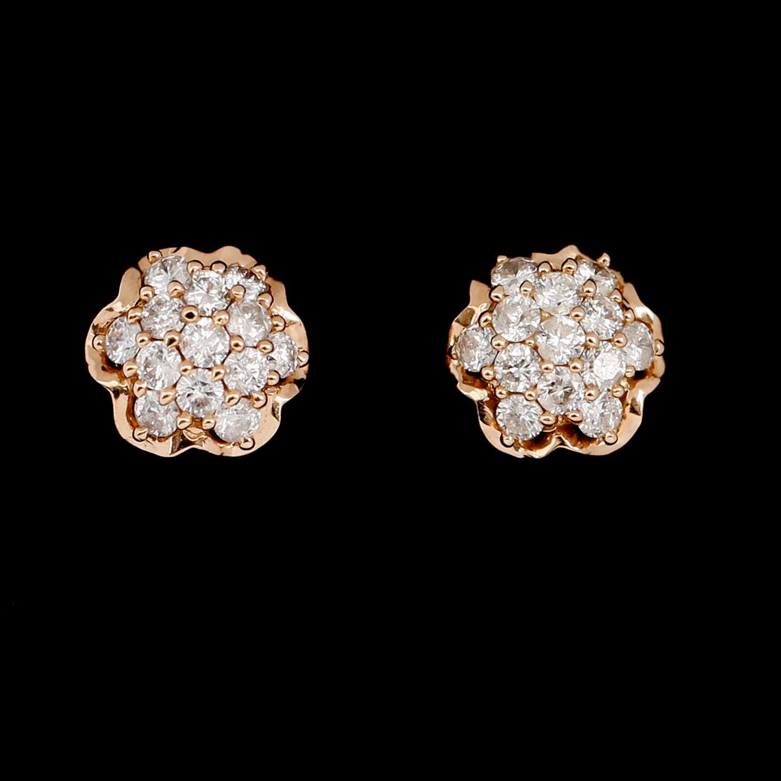 ÖRHÄNGEN, 1 par, 18 k roséguld, briljantslipade diamanter tot 0.57 ct.