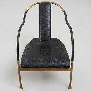 Mats Theselius, A Mats Theselius brass and leather 'El Rey' easy chair, Källemo, Sweden post 1999.