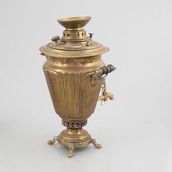 A Russian brass samovar, around 1900.