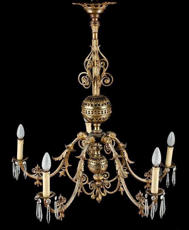 TAKLAMPA, omkring sekelskiftet 1800/1900, höjd 90 cm.