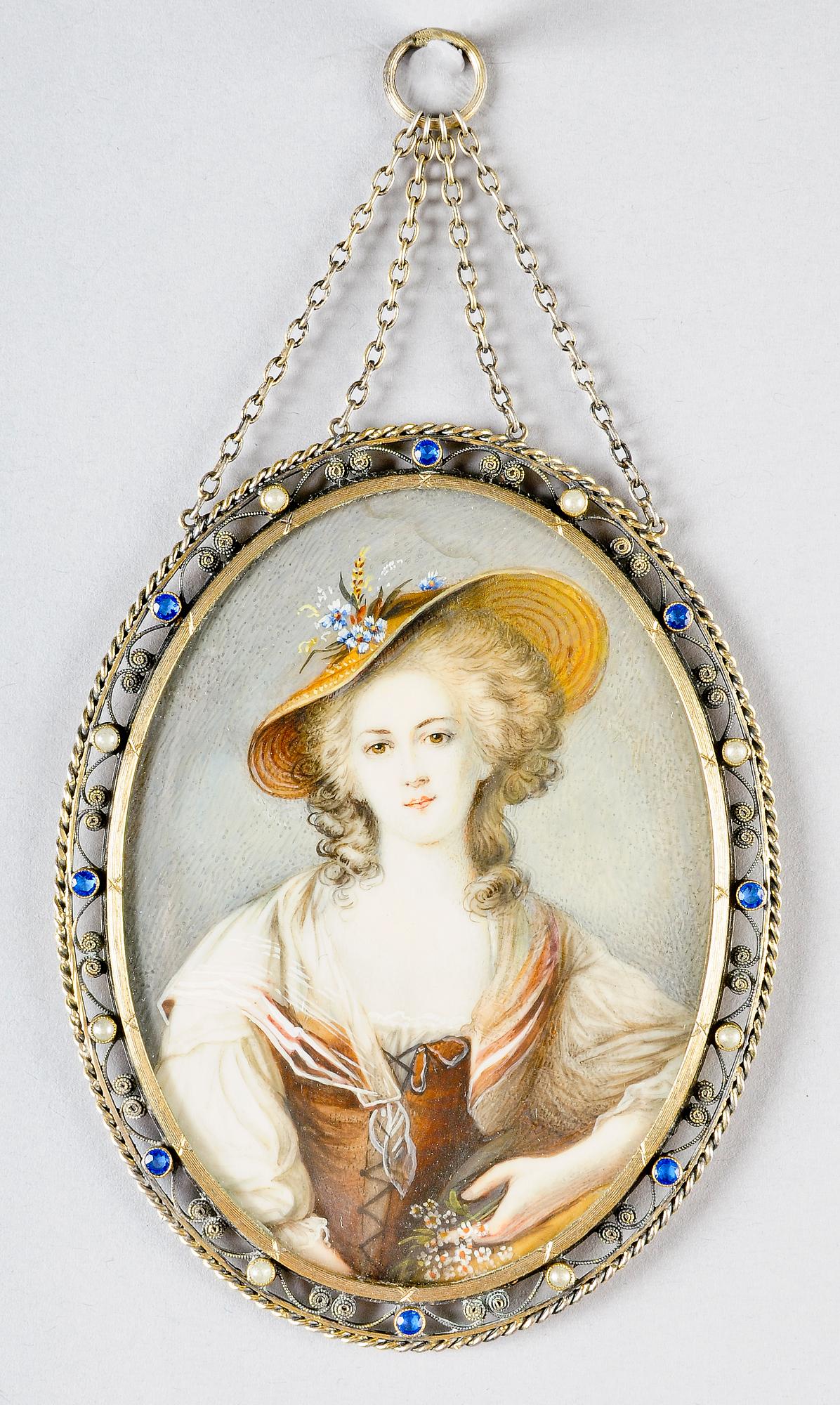 MINIATYRMÅLNING, silver, 1800-tal.