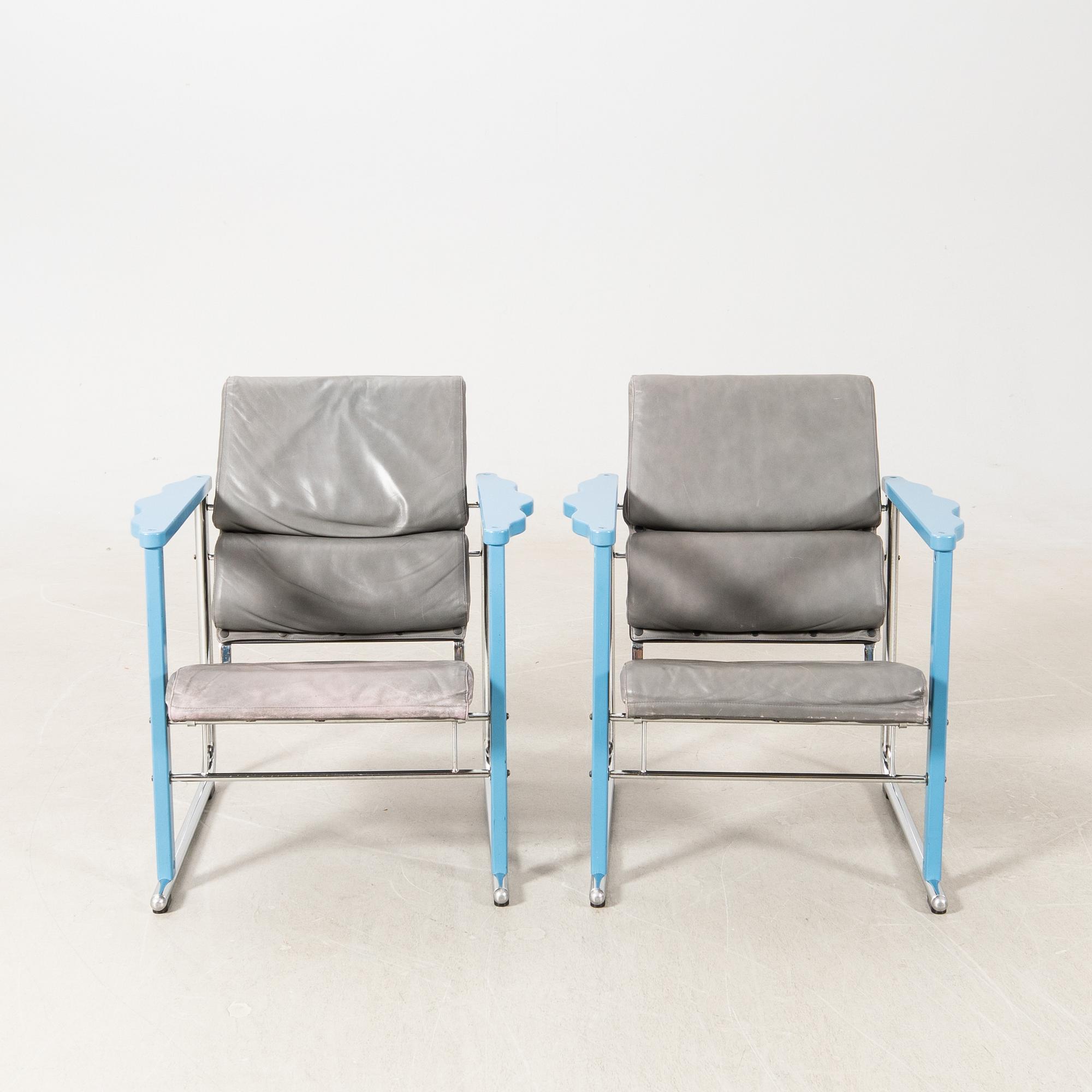Yrjö Kukkapuro, armchairs a pair "Experiment" Avarte 1980s.