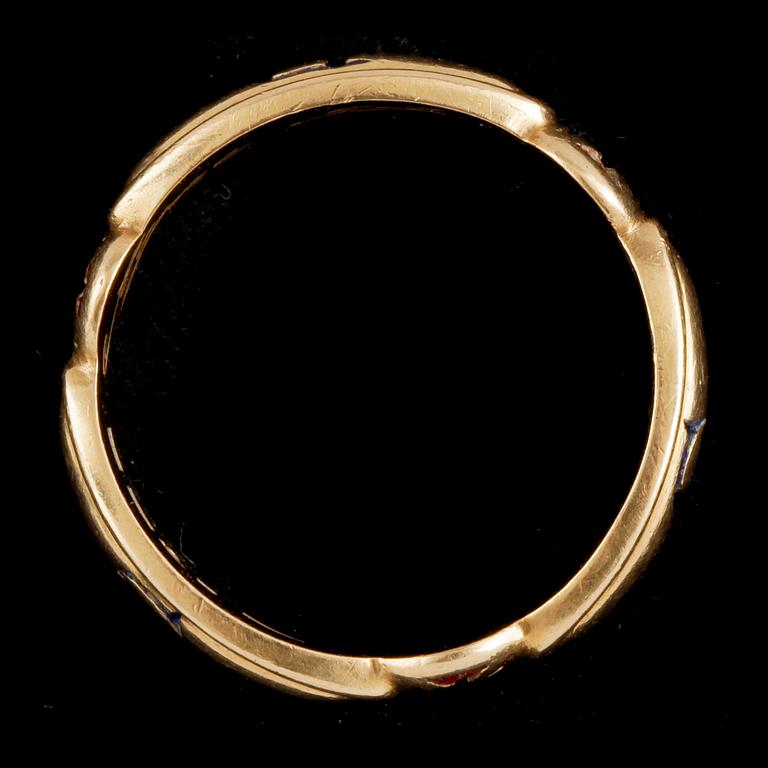 RING, frimurarring, 18K guld ca 7g.