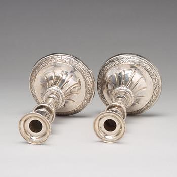 A pair of  Swedish 18th century silver candlesticks, mark of Mikael Åström, Stockholm 1786.