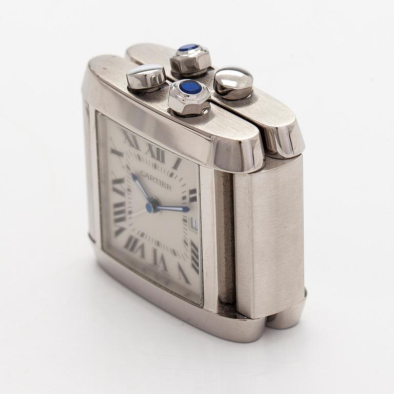 Cartier, pöytäkello, Cartier Tank Francaise Dual-Time, 35 x 41 (82) mm.