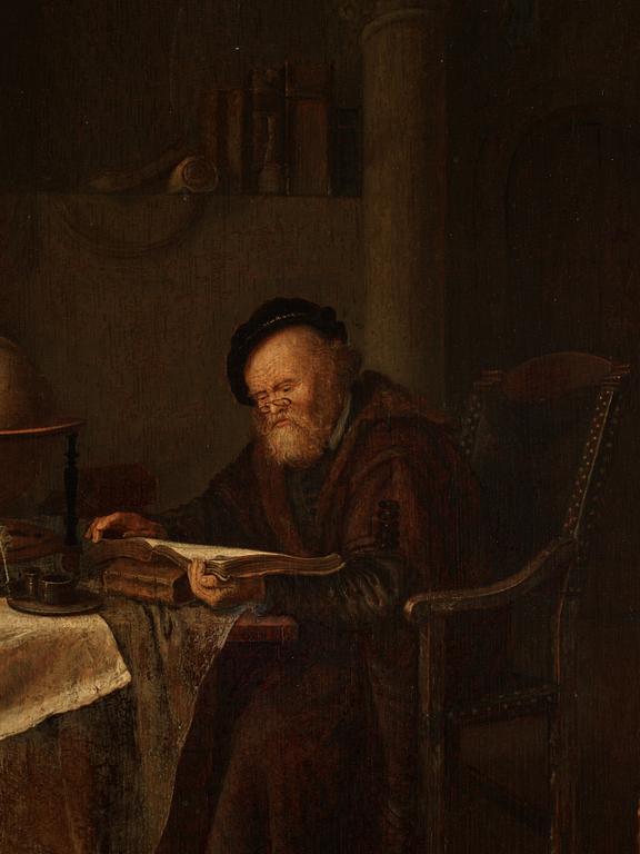 Gerrit Dou Circle of, Reading man with a globe.