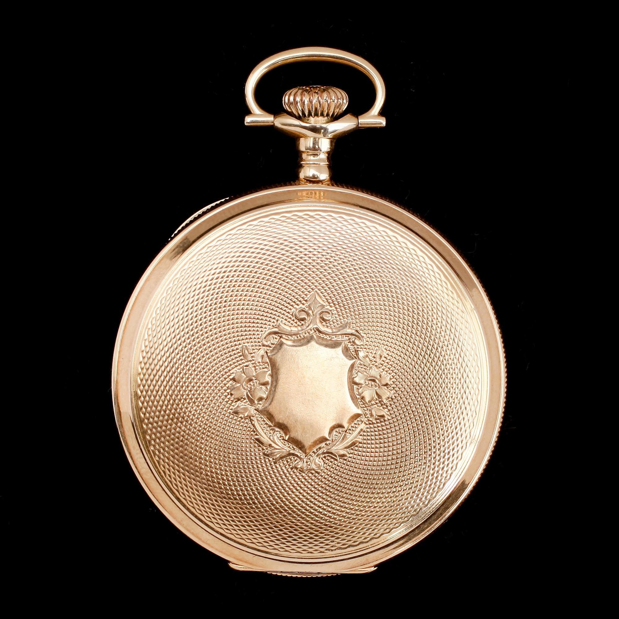 FICKUR, 14 k guld, savonett, Waltham. Även innerboett av 14 k guld.