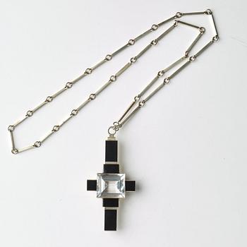 Wiwen Nilsson, A Wiwen Nilsson sterling necklace with onyx and rock crystal, Lund 1937.