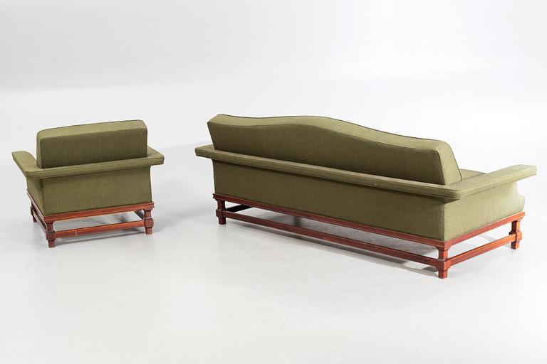 A lounge chair and one sofa, "Oxford#, Trensums Fåtöljfabrik. 1960s.
