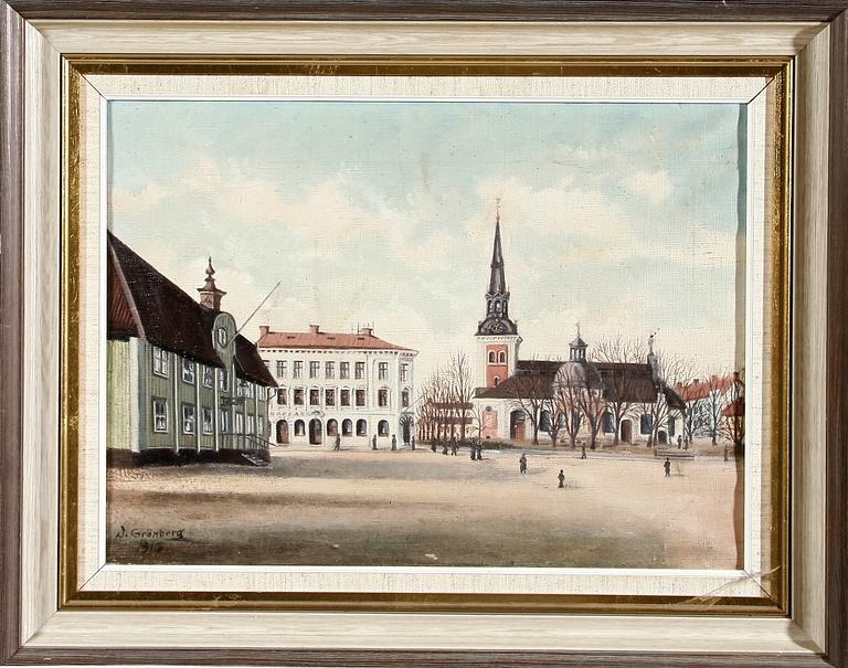OKÄND KONSTNÄR, olja på duk, sign N. Grönberg, dat 1917.